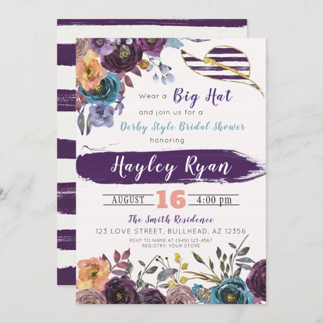Kentucky Derby Style Fall Bridal Shower Invitation (Front/Back)
