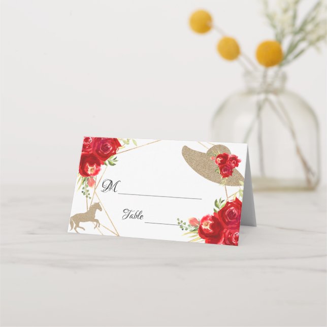 Kentucky Derby Wedding Table Place Card (Front)