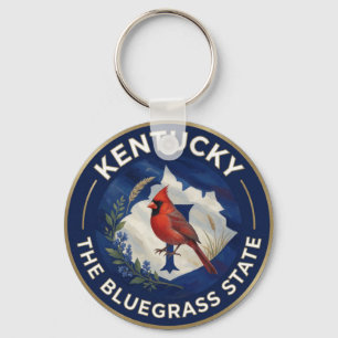 🐎 Kentucky Flag and Northern Cardinal Bluegrass Key Ring
