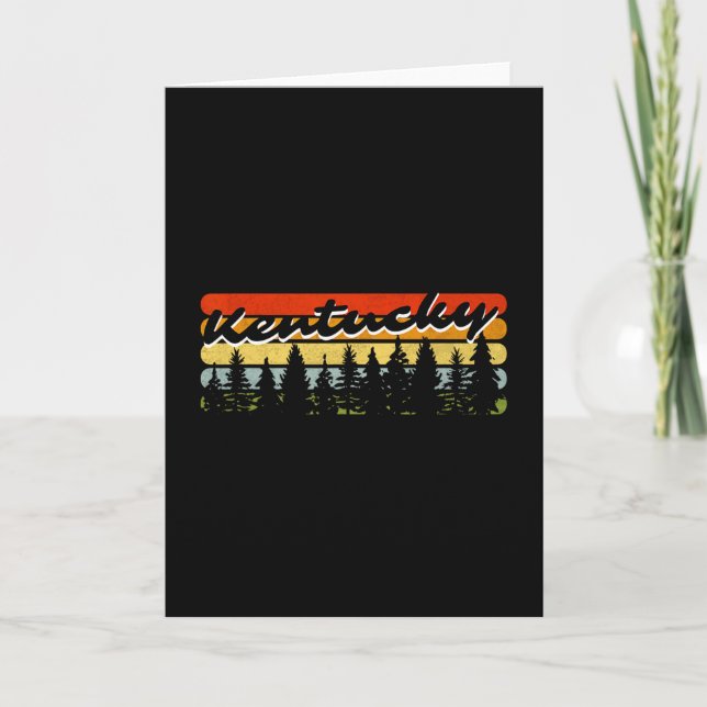 Kentucky Forest Sunset Trees Cabin Theme Souvenir  Card (Front)