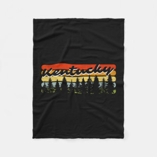 Kentucky Forest Sunset Trees Cabin Theme Souvenir  Fleece Blanket