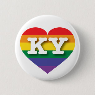 Kentucky Gay Pride Rainbow Heart - Big Love 6 Cm Round Badge