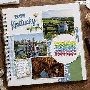 Kentucky Heart Love Colourful Rainbow Pattern Classic Round Sticker