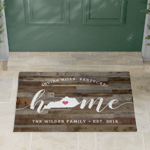 Kentucky Home State Personalised Wood Look Doormat