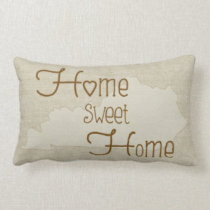 Kentucky-Home Sweet Home burlap-look custom name Lumbar Cushion