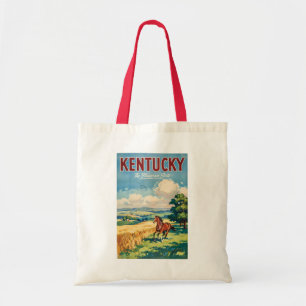 Kentucky Horses Illustration Travel Art Vintage Tote Bag