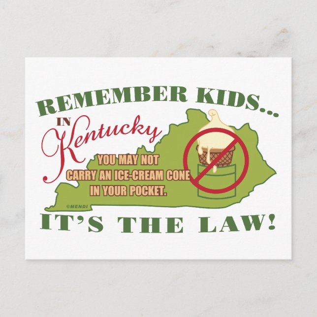 Kentucky Ice Cream Law Postcard (Front)