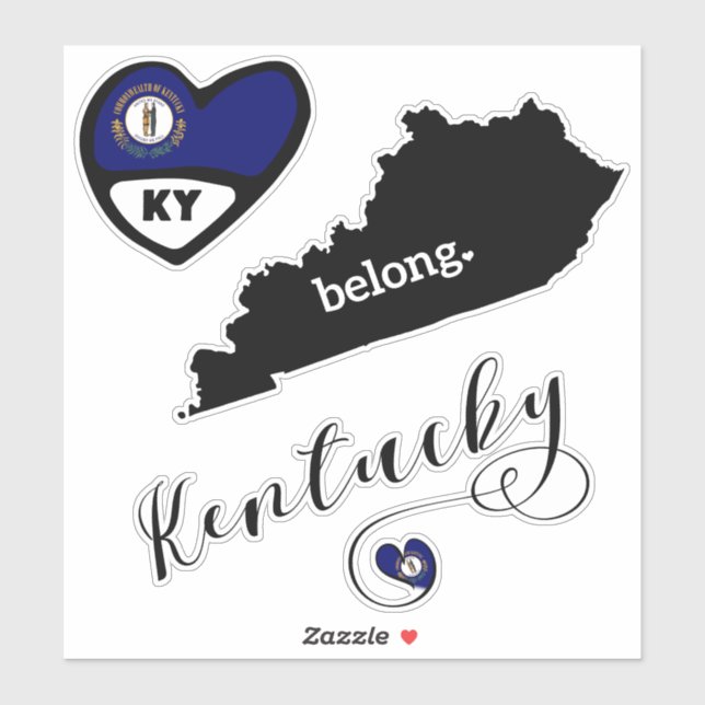 Kentucky Love, 3 Designs, Die Cut Stickers (Sheet)