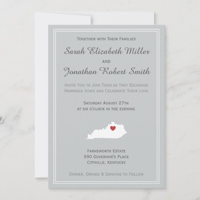 Kentucky Love - Customisable Wedding Invitation (Front)