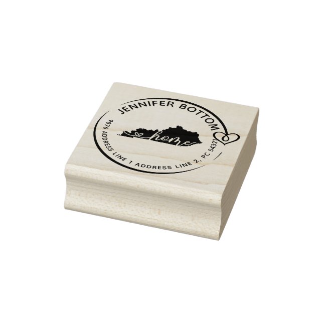 Kentucky Map Heart Wreath Rubber Stamp (Stamp)