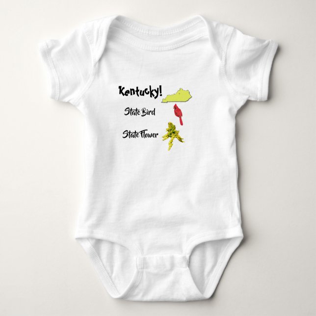 Kentucky Map State Bird & Flower Baby Bodysuit (Front)