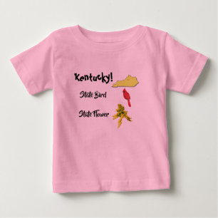 Kentucky Map State Bird & Flower Baby T-Shirt