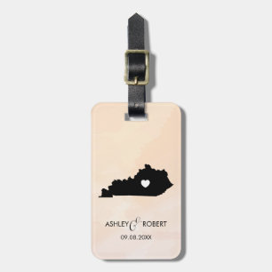 Kentucky Map Wedding Luggage Tag, Couple's Name Luggage Tag