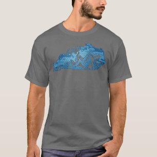 Kentucky Mountain Biking Blues State Outline Bike  T-Shirt