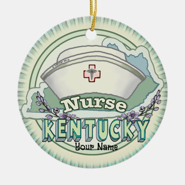 Kentucky Nurse Ceramic Tree Decoration (Front)