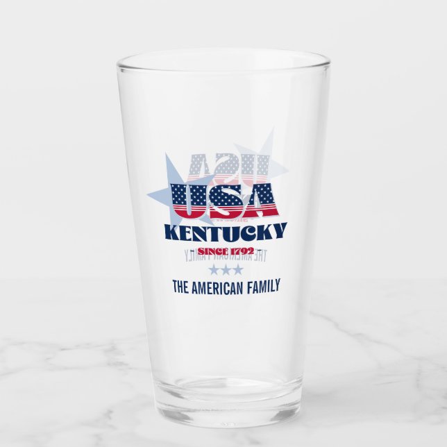 Kentucky Patriotic Pride Personalised Glass (Front)