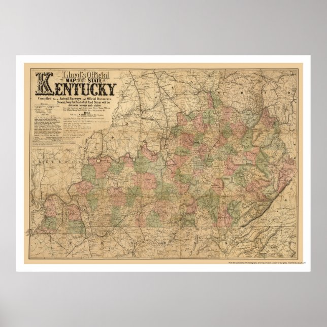Kentucky Railroad Map 1863 Poster (Front)