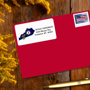 Kentucky State Flag and Flower Goldenrod Custom Label