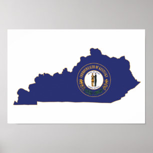 Kentucky State Flag and Map Poster