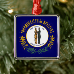 Kentucky State Flag: Bluegrass US Commonwealth Metal Tree Decoration