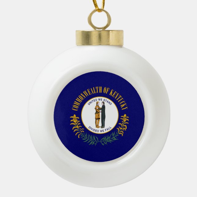 Kentucky State Flag Ceramic Ball Christmas Ornament (Front)