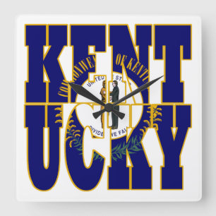 Kentucky state flag text square wall clock