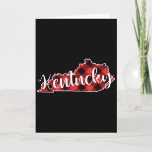 Kentucky State Map Buffalo Plaid Christmas Ky Kent Card