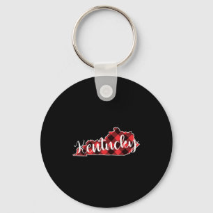 Kentucky State Map Buffalo Plaid Christmas Ky Kent Key Ring