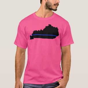 Kentucky State Map Police Law Enforcement Blue Lin T-Shirt