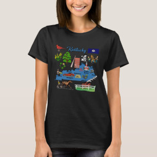 Kentucky state map with major cities Tourist Desti T-Shirt