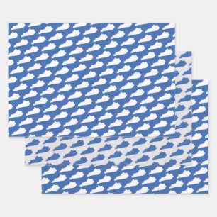 Kentucky State Pattern on Blue Wrapping Paper Sheet