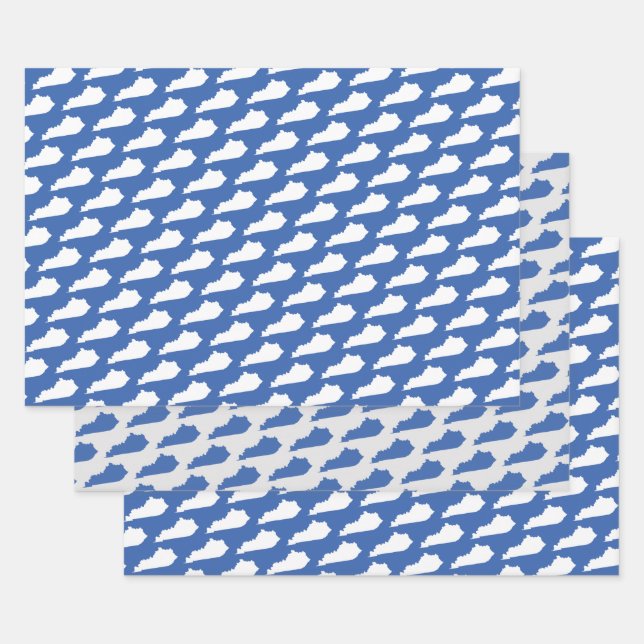 Kentucky State Pattern on Blue Wrapping Paper Sheet (Set)