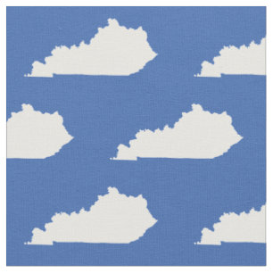Kentucky State Pattern White on Blue Fabric