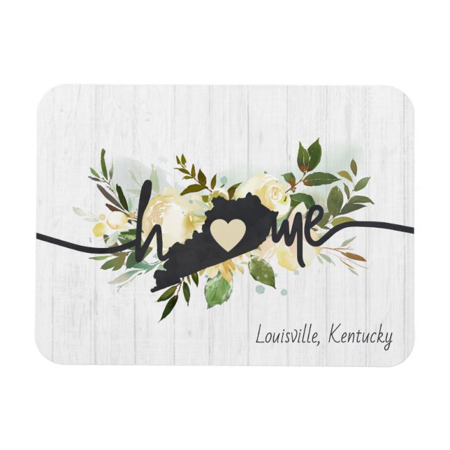 Kentucky State Personalised Your Home City Rustic Magnet (Horizontal)