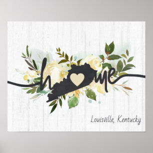 Kentucky State Personalised Your Home City Rustic Poster