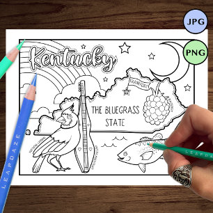 kentucky state shape and facts colouring page