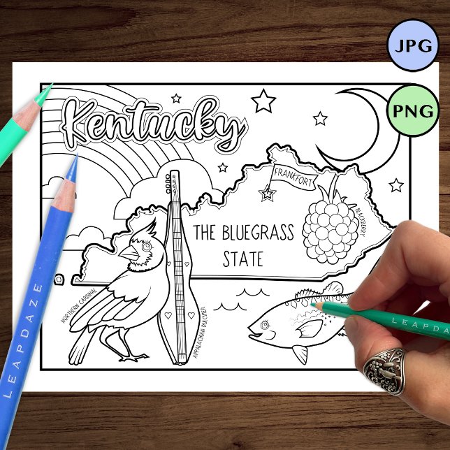 kentucky state shape and facts colouring page (Creator Uploaded)