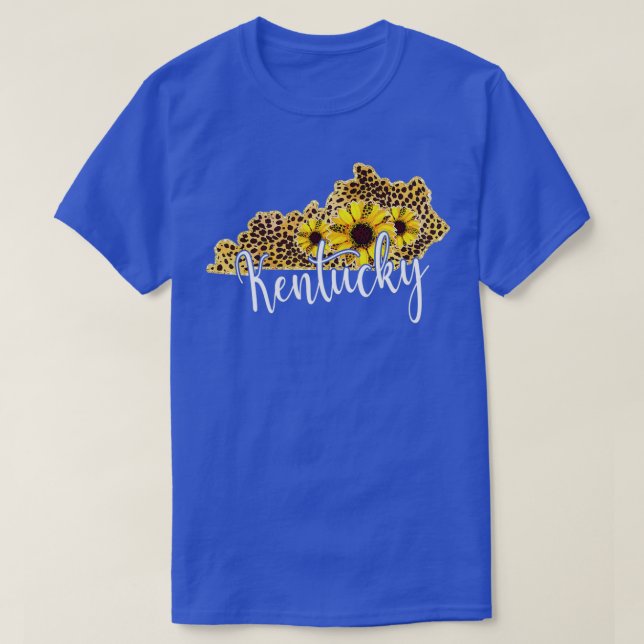Kentucky Sunflower Leopard State Map  T-Shirt (Design Front)