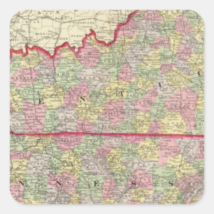 Kentucky, Tennessee 3 Square Sticker