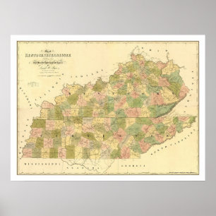 Kentucky & Tennessee Railroad Map 1839 Poster