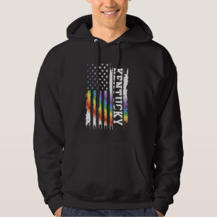 Kentucky United States Distressed Rainbow w US Fla Hoodie