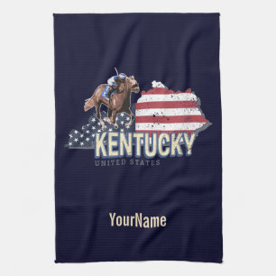 Kentucky United States Retro State Map Vintage USA Tea Towel