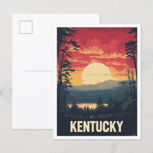 Kentucky USA Art Vintage Illustration Travel Postcard