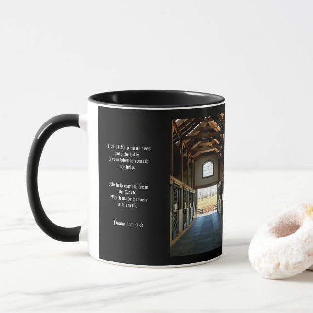 Kentucky View from the Barn, Psalm 121:1-2 Mug (With Donut)
