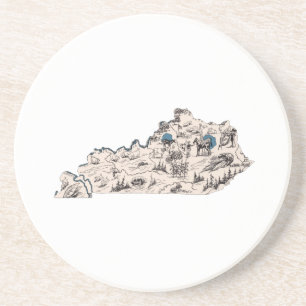 Kentucky Vintage Picture Map Coaster