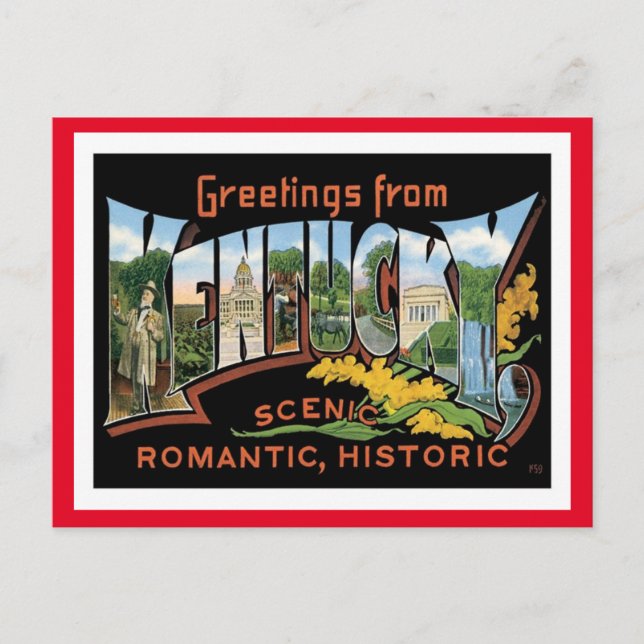 Kentucky Vintage Travel Postcard (Front)