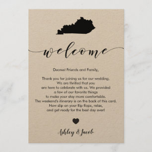 Kentucky Wedding Welcome Letter & Itinerary Card