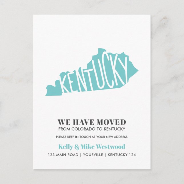 KENTUCKY We've moved New address New Home  Postcard (Front)