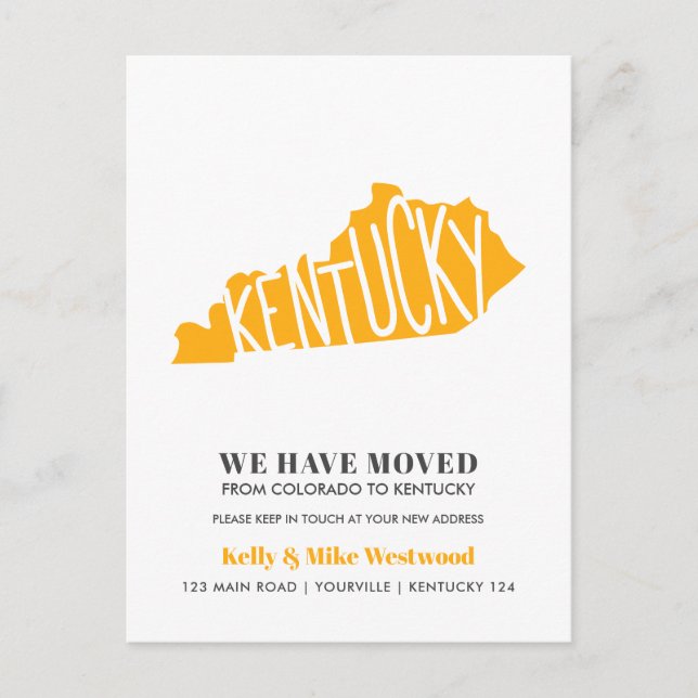 KENTUCKY We've moved New address New Home   Postcard (Front)