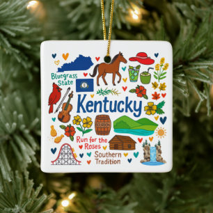 Kentuky Custom Family Trip Christmas Ceramic Ornament
